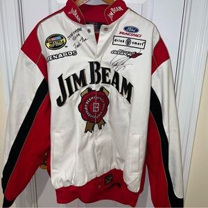 Nascar Jim Beam Robby Gordon SIGNED Race Jacket XL Signed by Gordon & Fred Noe